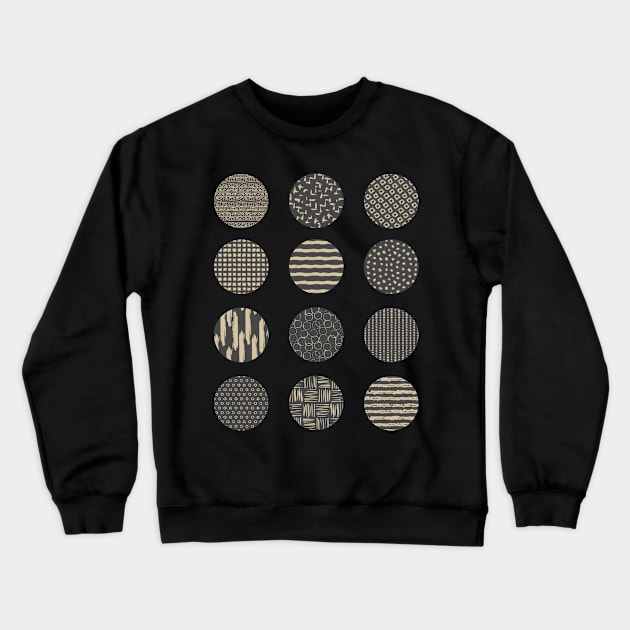 Patchwork Pattern Circle Dots - Black Crewneck Sweatshirt by Lovelier By Mal